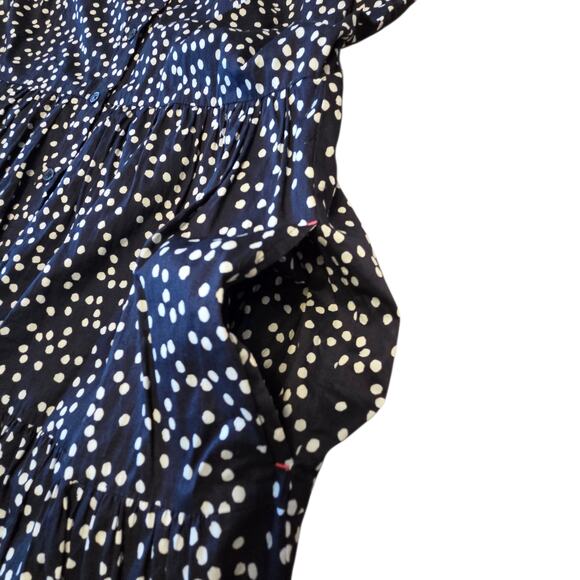 Joules Sadie Dress Navy Polka Dot Print, Tiered, Button Front, Collared, Sz 10 - Picture 9 of 12